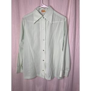 1970s Lee Mar Pageant Mint Green Disco Saturday Night Fever Dagger Shirt L